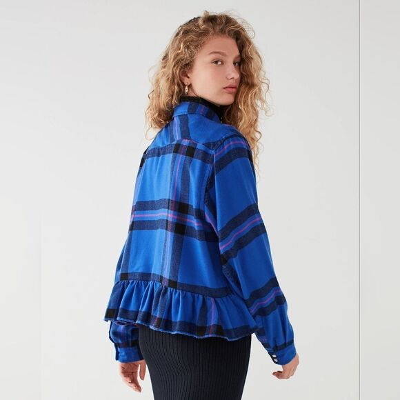 BDG Button-Down Peplum Flannel Top - Picture 4 of 16